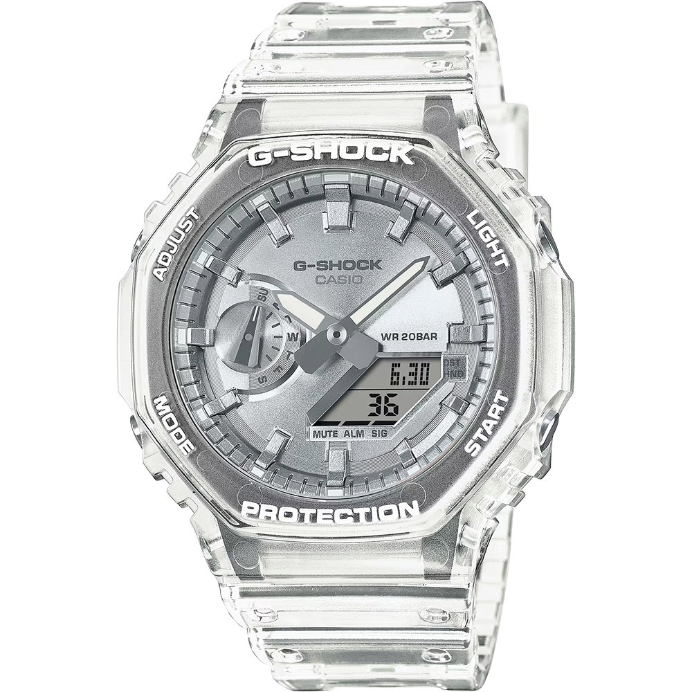 CASIO 卡西歐 G-SHOCK 半透明感 金屬蒸鍍工藝 雙顯電子錶 手錶 GA-2100BM-7A8