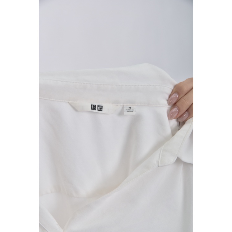 (S) uniqlo白色長袖上衣二手衣, , large