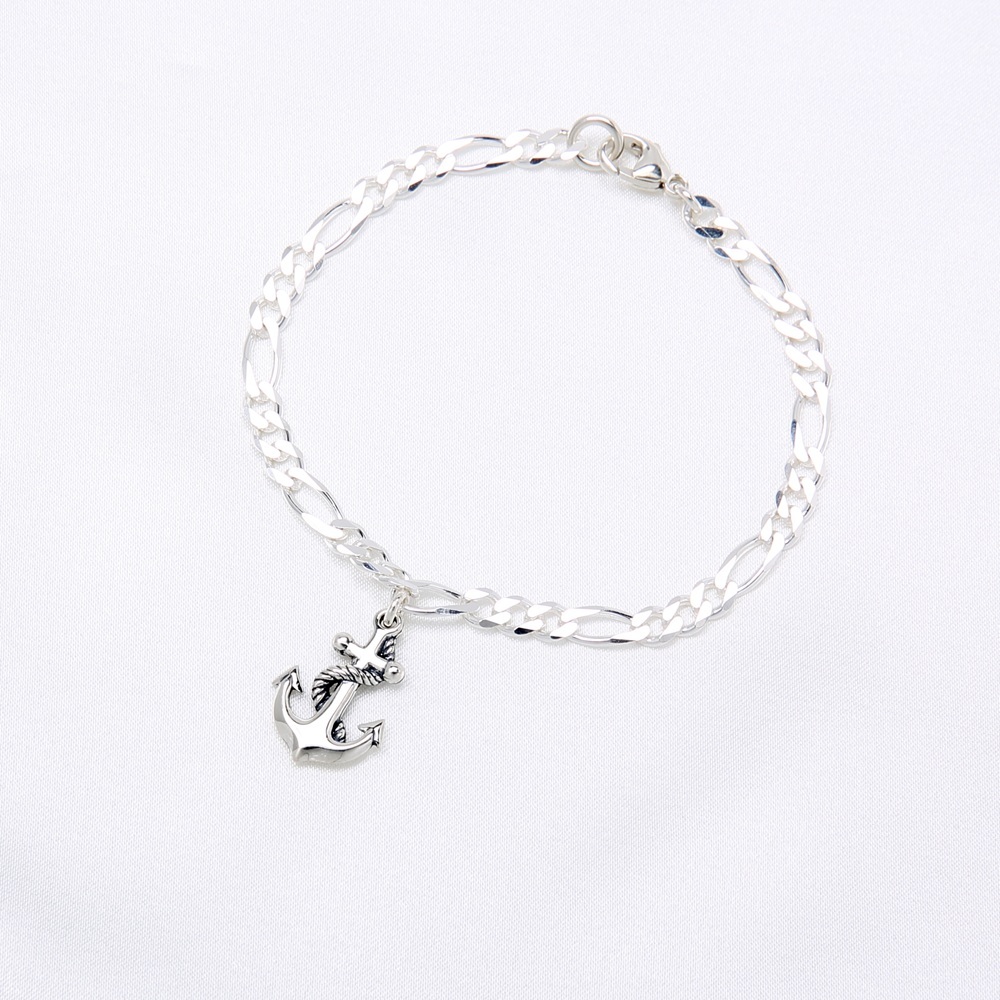 【Angel & Me】定情 繩結 船錨 (大) s925純銀手鍊 腳鍊 生日禮物, , large