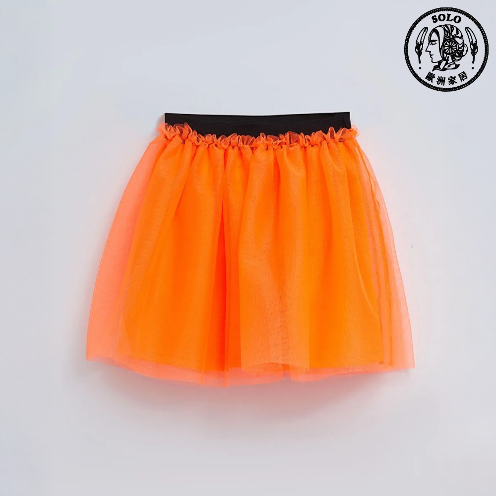 【SOLO Vintage】LCW Girls Orange Tulle Skirt Made in Turkey 3-4y 