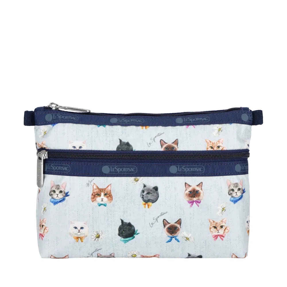 LeSportsac COSMETIC CLUTCH 雙層拉鍊化妝包 - 晴空貓語, , large
