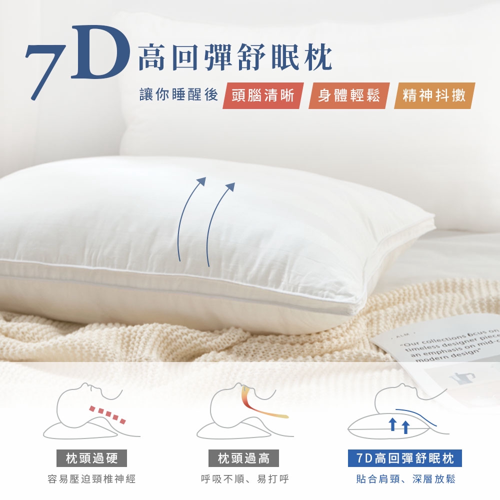 DUYAN竹漾 7D高回彈舒眠枕 台灣製, , large