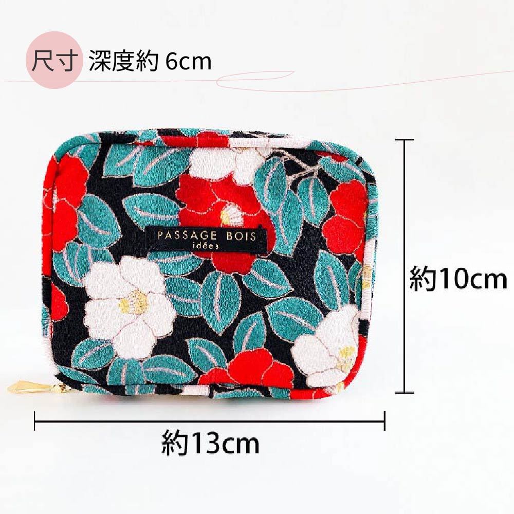 日本製 【Passage Bois】山茶花 大開口雙層面紙化妝包, , large