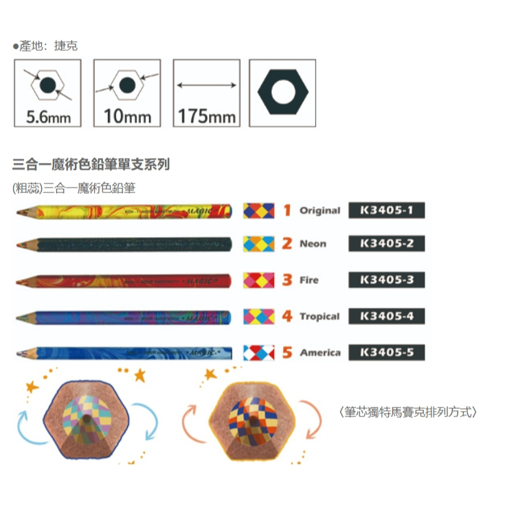 *需預訂 普思AP 【KOH-I-NOOR】3合1魔術色鉛筆 單支 K3405-2, , large