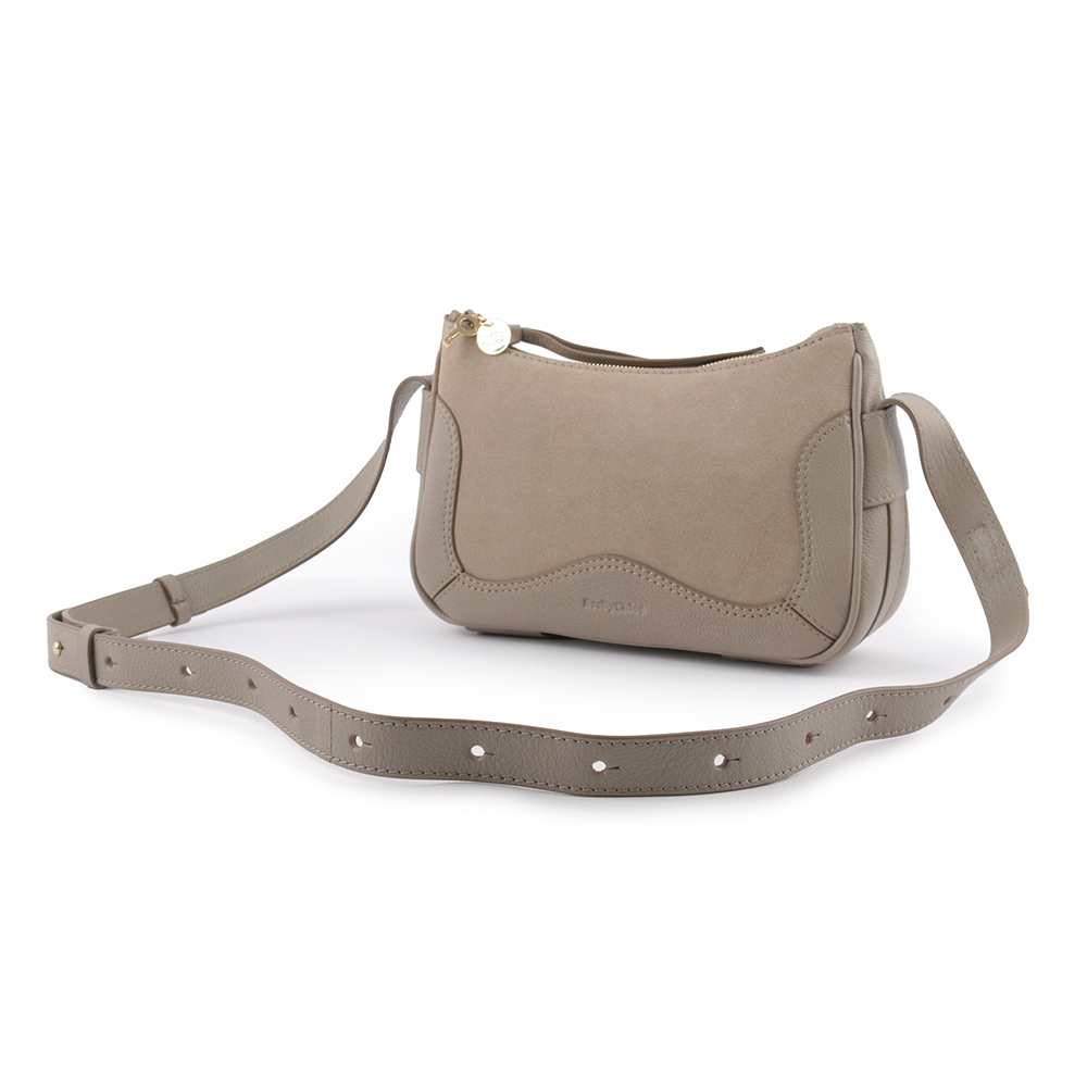 SEE BY CHLOE HANA HOBO 牛皮拼麂皮迷你肩背/斜背二用包/灰色, , large