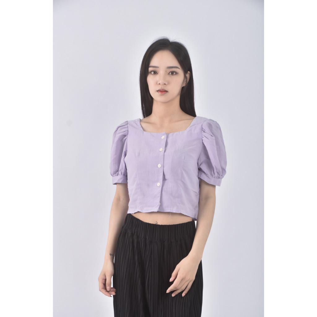 (S) 質感紫色短袖上衣二手衣, , large