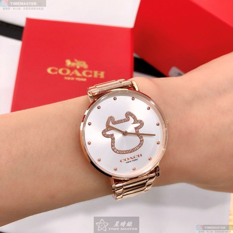 [星晴錶業]COACH手錶,36mm,CH00018白色錶面玫瑰金錶殼玫瑰金色精鋼錶帶款, , large