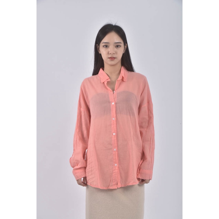 (2XL) opening韓牌落肩寬鬆粉色襯衫上衣二手衣, , large