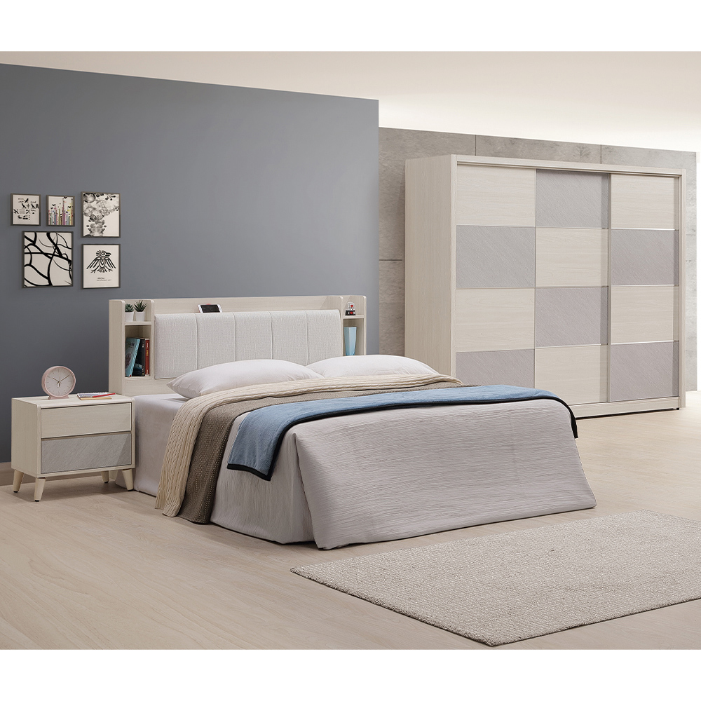 【唯熙傢俱】斯月橡木白6尺床頭片, , large