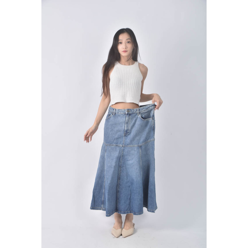 (3XL) massimo dutti高腰丹寧牛仔棉質純棉寬鬆藍色長褲二手衣, , large