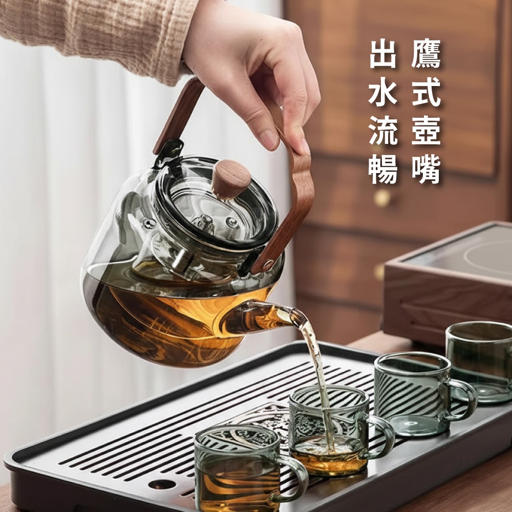 【APEX】月曦蒸煮一體養生提梁壺1000ML 透明, , large