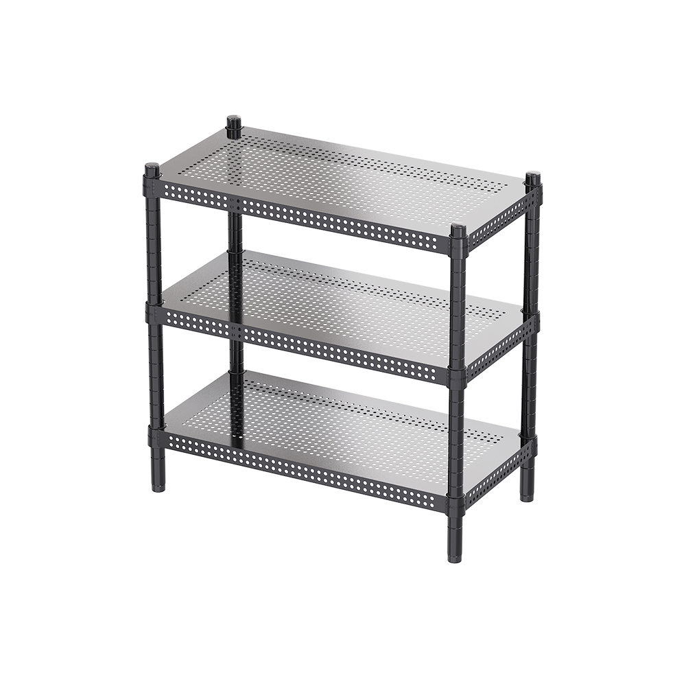 【Y HOUSE】60x30x60公分 極致美學 沖孔三層收納層架-烤漆黑, , large