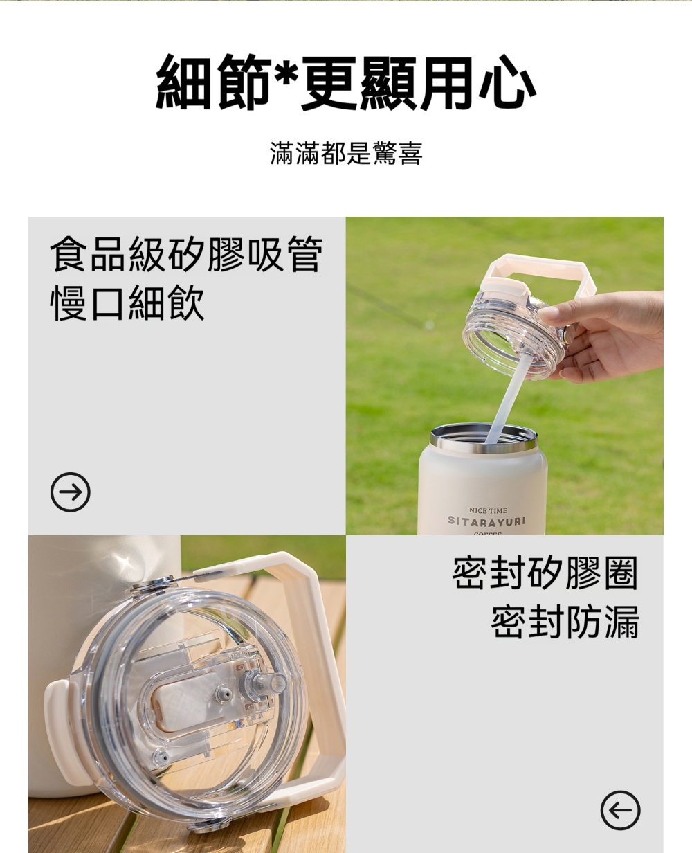 【H&R安室家】SITARAYURI 大容量雙飲304不鏽鋼保溫瓶1200ml(H51), , large