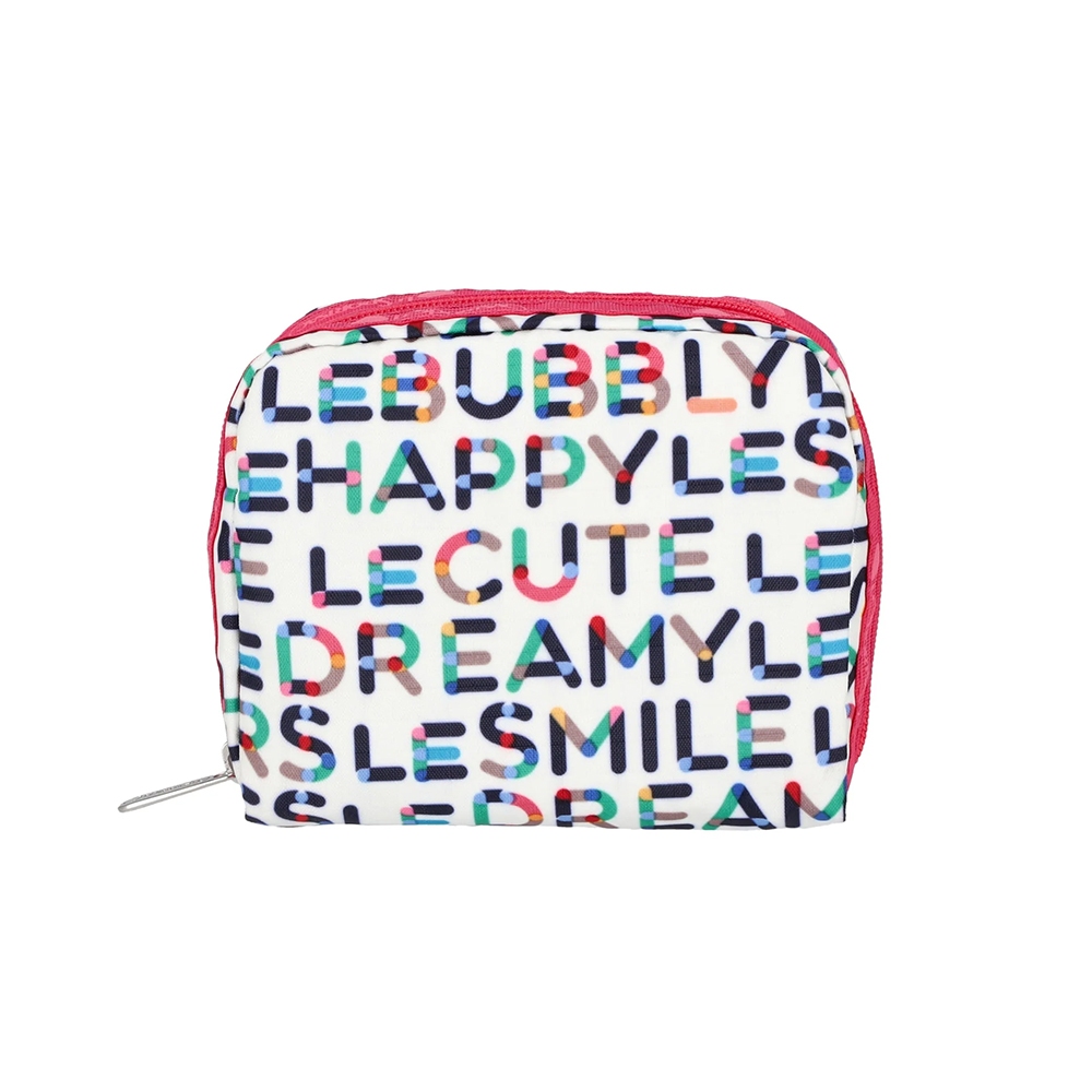|快速出貨|Lesportsac Square Cosmetic 立體方形化妝包/ 趣味字母, , large