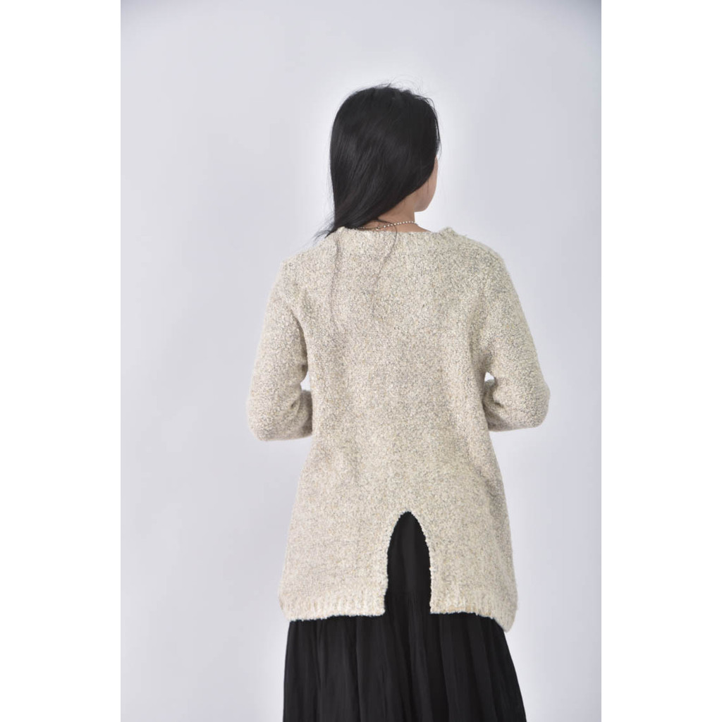 (S) peace dove小香風氣質圓領白色長袖上衣二手衣, , large