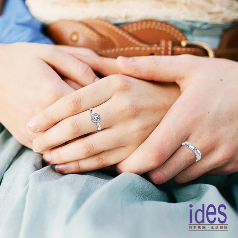[ides愛蒂思] 情人禮物 精選設計款F/VS1頂級3EX車工鑽石戒指結婚戒指情侶對戒/愛圍繞 (戒圍請於訂單備註), , large