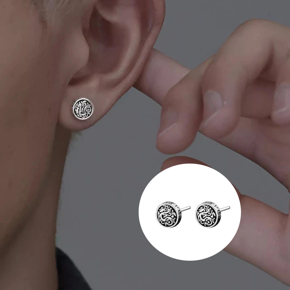 S925純銀龍之傳人耳釘款耳環附馬卡收納盒, , large