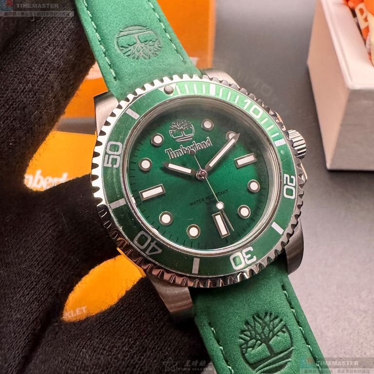 [星晴錶業]新品牌手錶,40mm,TL57203墨綠色錶面綠色錶殼綠真皮皮革錶帶款, , large