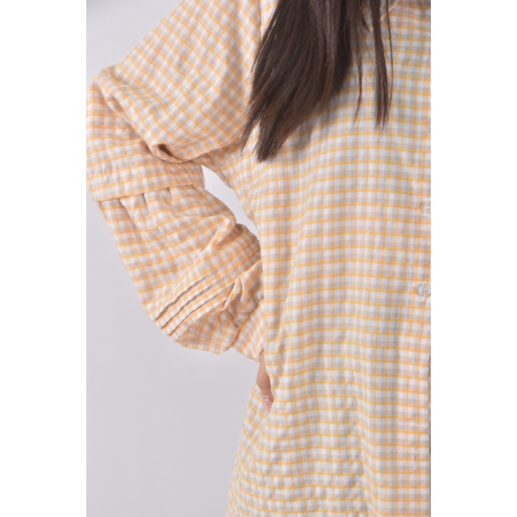 (XL) ob style格紋黃色襯衫上衣二手衣, , large