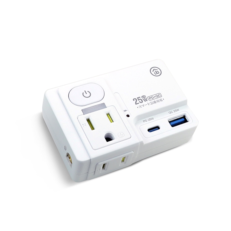 aibo GaN氮化鎵 高溫斷電智慧 1開2插 PD25W快充 USB壁插【現貨】平壓式 雙插座 雙快充 新安規, , large