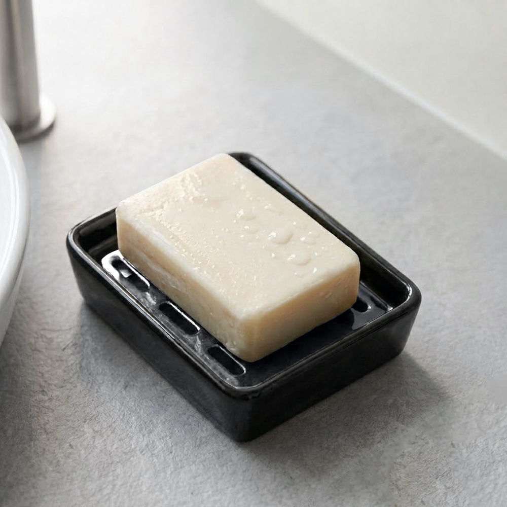 【上手家居】黑陶瓷肥皂盒(肥皂瀝水架/陶瓷肥皂架/香皂盒), , large