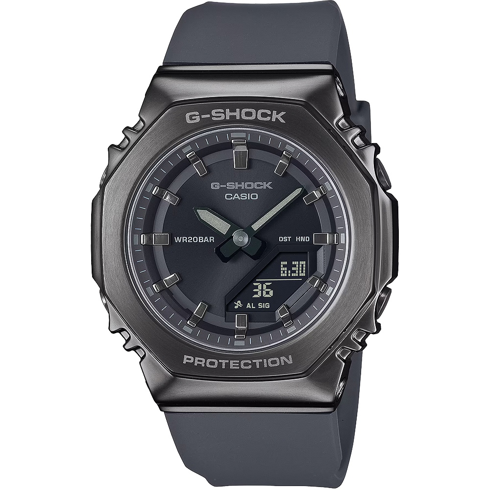 CASIO 卡西歐 G-SHOCK 個性時尚 八角金屬錶殼 雙顯手錶-個性黑 GM-S2110B-8A, , large