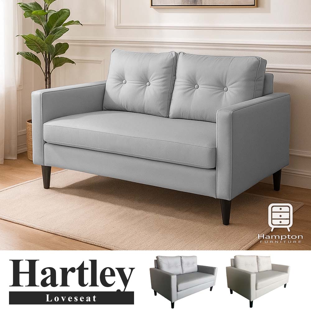 【Hampton 漢汀堡】安得烈皮面雙人沙發-石墨灰, , large