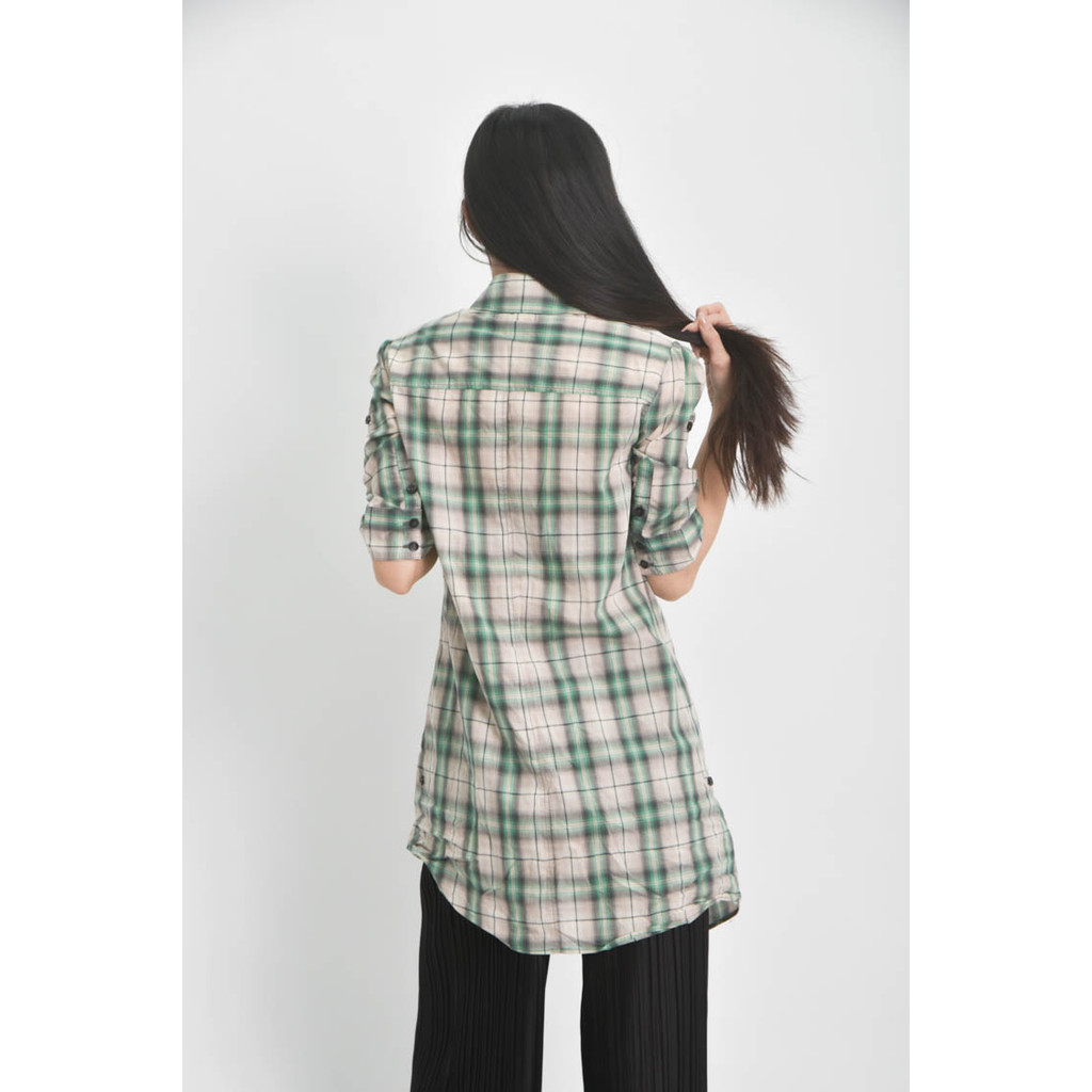 (M) et boite排扣綠色長袖上衣二手衣, , large