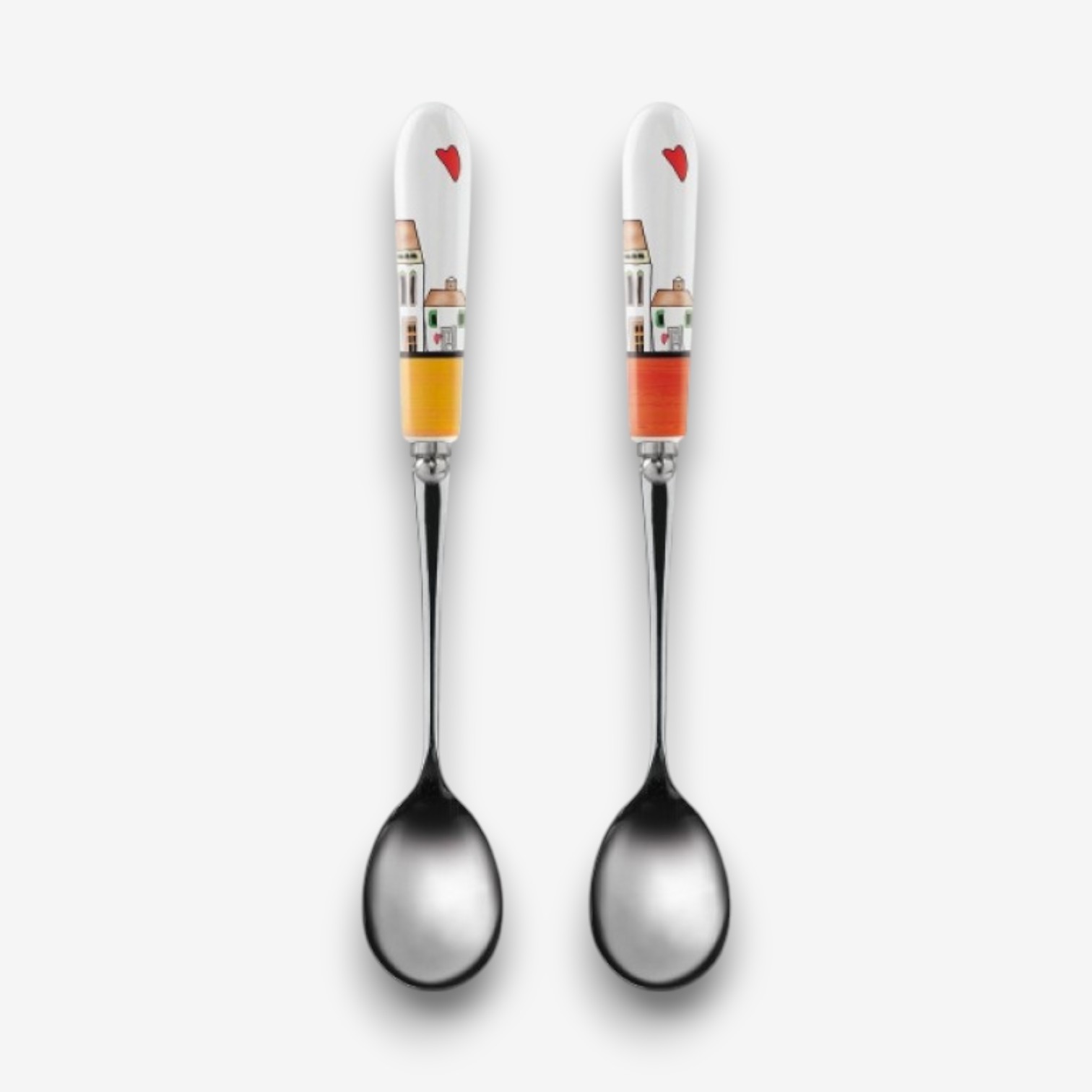 【SOLO Vintage】EGAN Italian Pottery Spoon Two Piece Set European City Series Red, , large