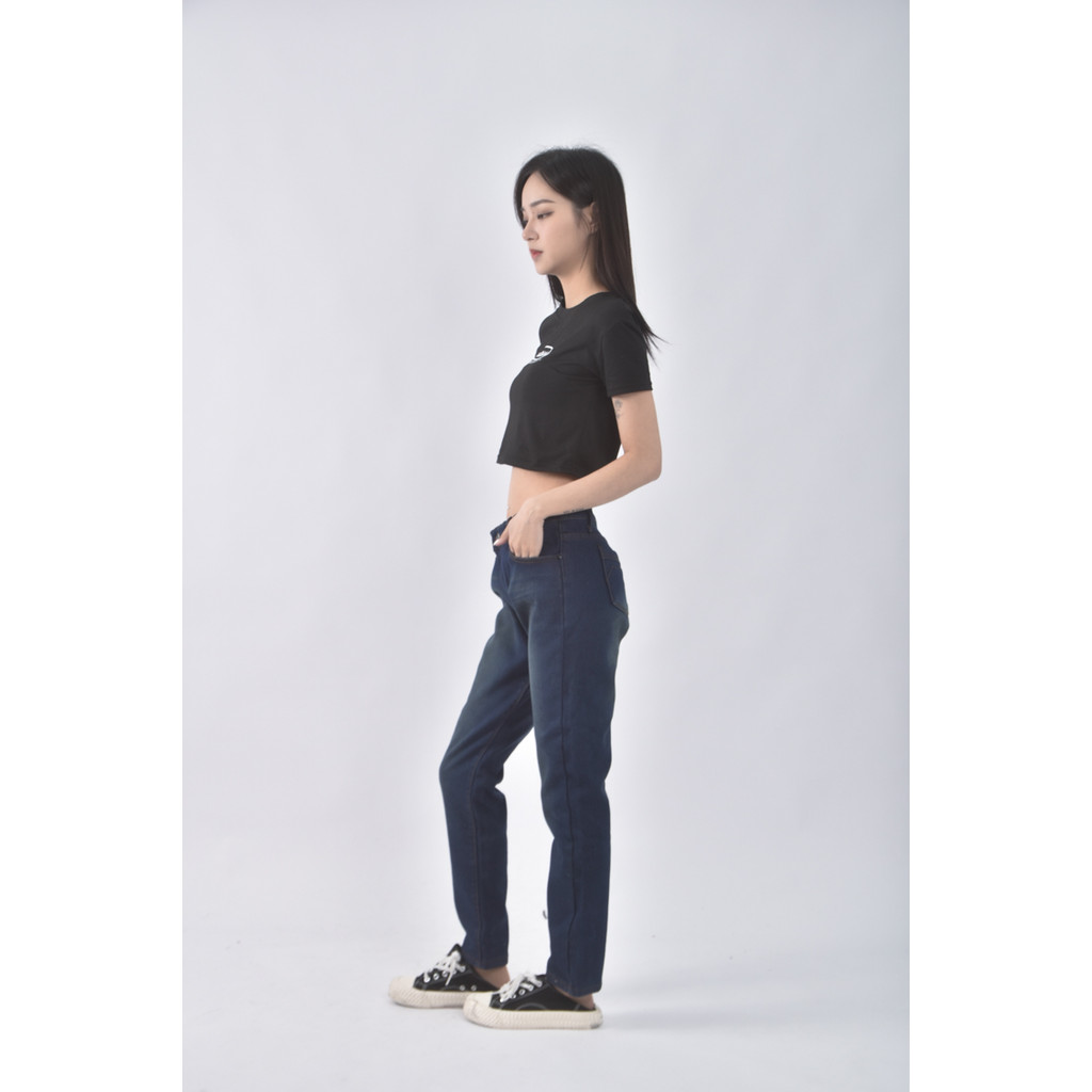 (L) jeans丹寧牛仔質感藍色長褲二手衣, , large