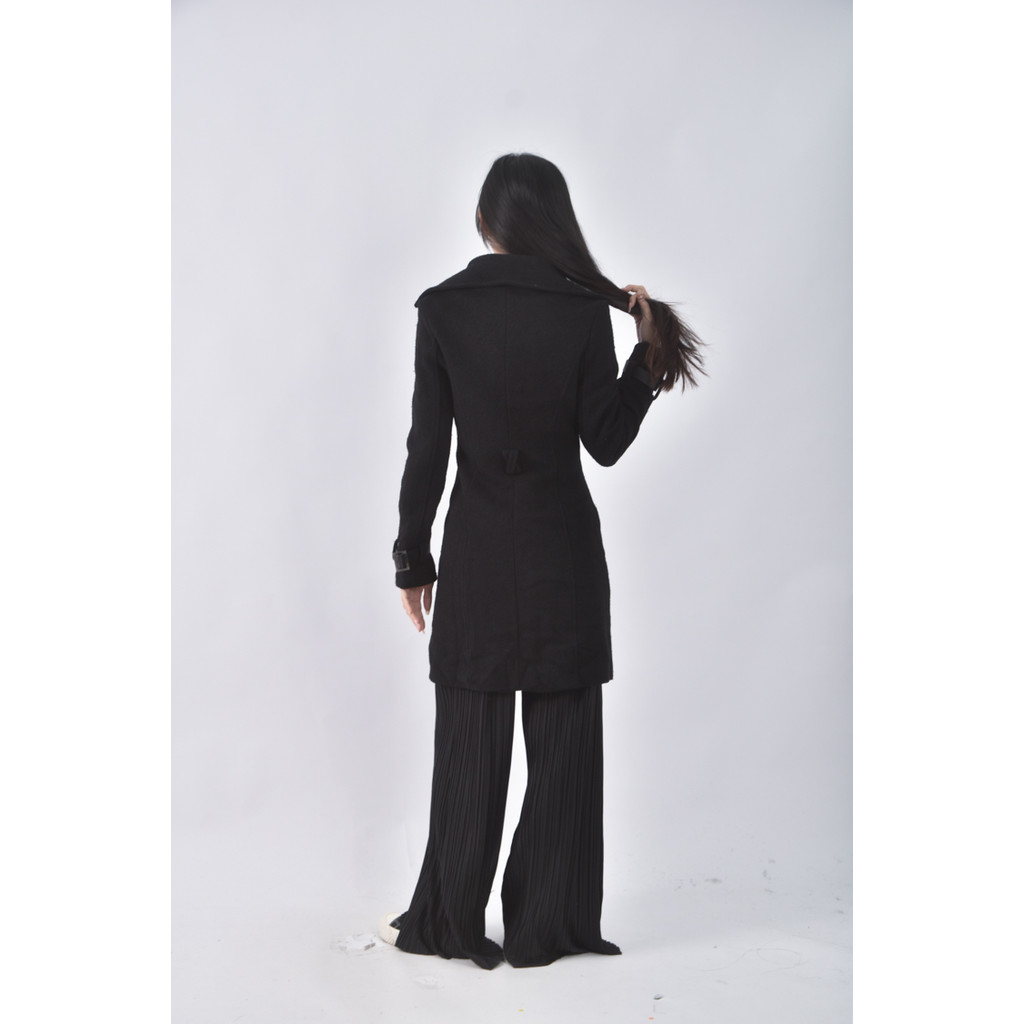 (S) 櫻之秀排扣黑色外套二手衣, , large