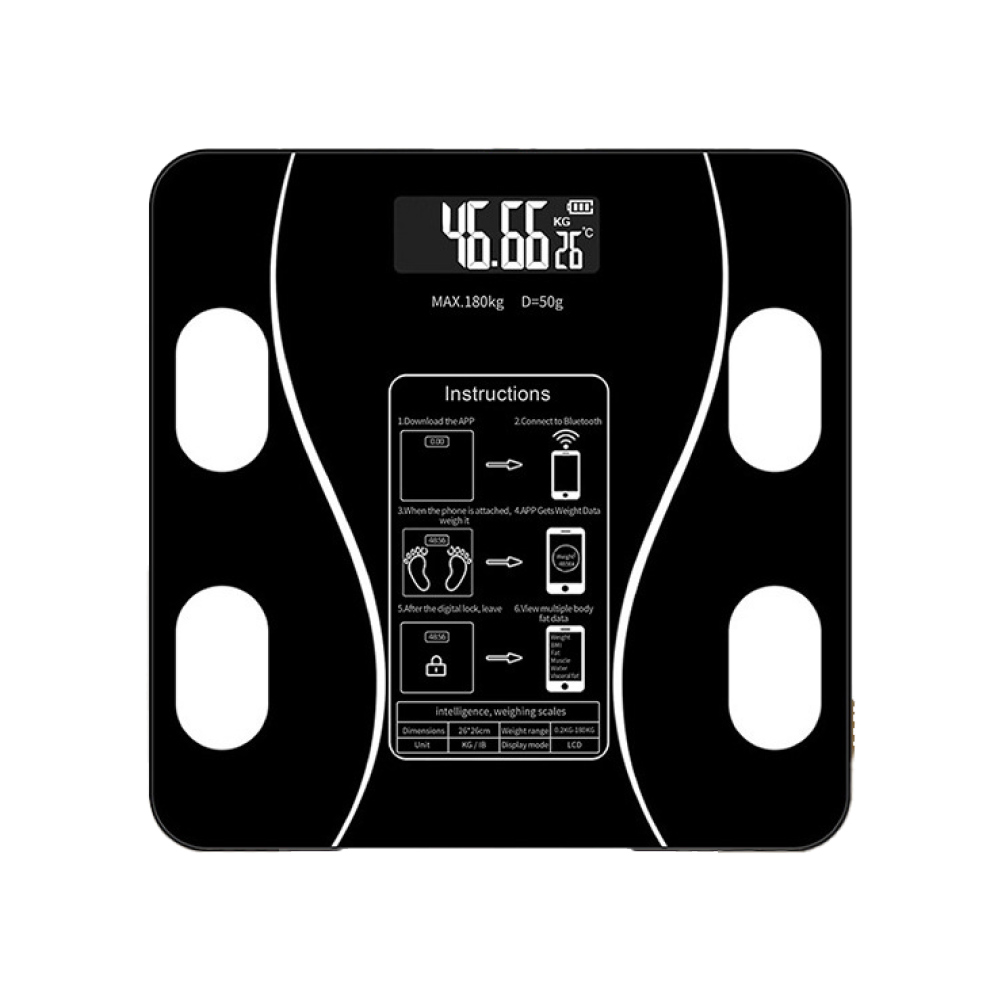 【ENNE】Battery version ultra-thin Bluetooth smart LED screen scale/black (battery scale/weighing machine/electronic scale/weight scale) (E0119), 黑色, large
