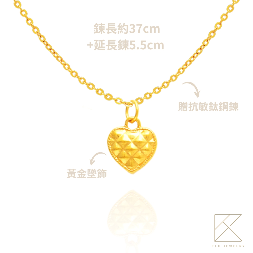 【TLH】黃金墜項鍊 純金999多選 心動時刻 約重0.07錢&plusmn;0.01 (生日 送禮), , large