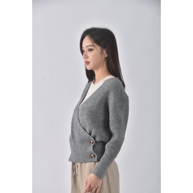 (L) 【德馨私服】質感V領灰色外套二手衣, , large
