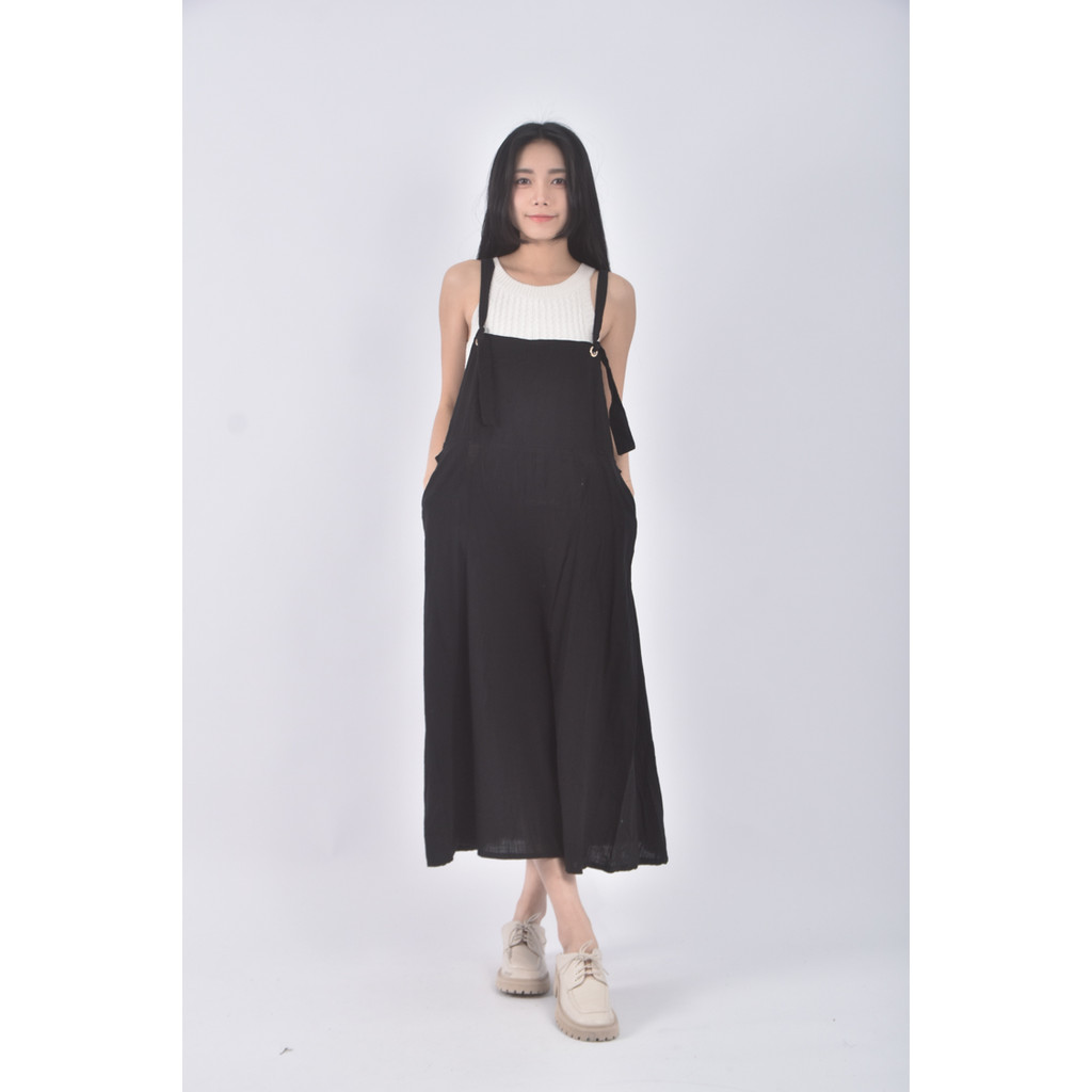 (4XL（含）以上) 質感吊帶黑色長裙二手衣, , large