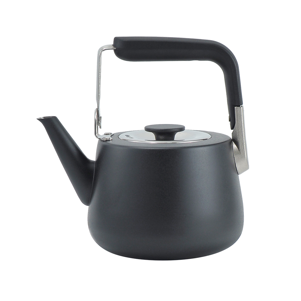 仙德曼露營304不鏽鋼泡茶壺-附濾網-1.0L-霧黑色-1支, , large