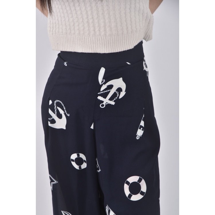 (XL) monospace高腰船錨藍色長褲二手衣, , large