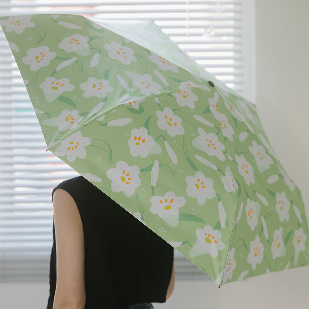 【rento】 防曬黑膠安全自動傘-百合, , large