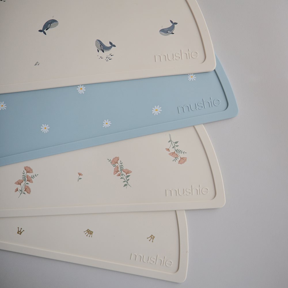 Mushie Silicone Mat - Pink Flowers, , large