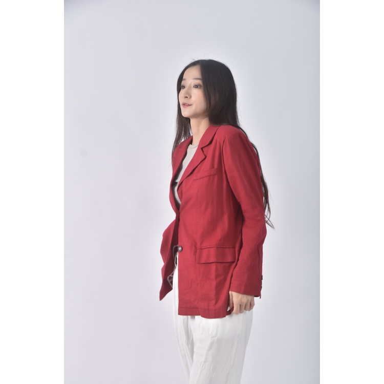 (S) mercci22亞麻排扣紅色外套二手衣, , large