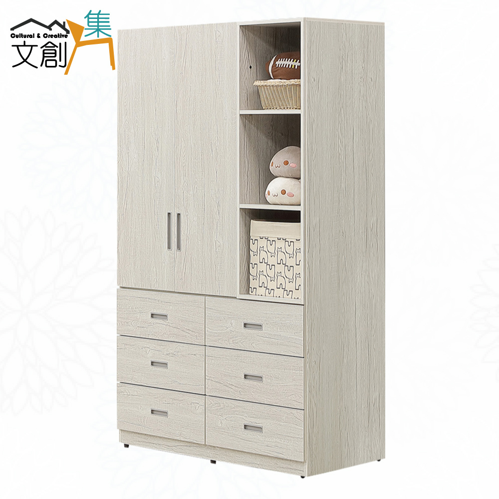【文創集】蘿柏淺橡4尺二門六抽衣櫃(客約商品), , large