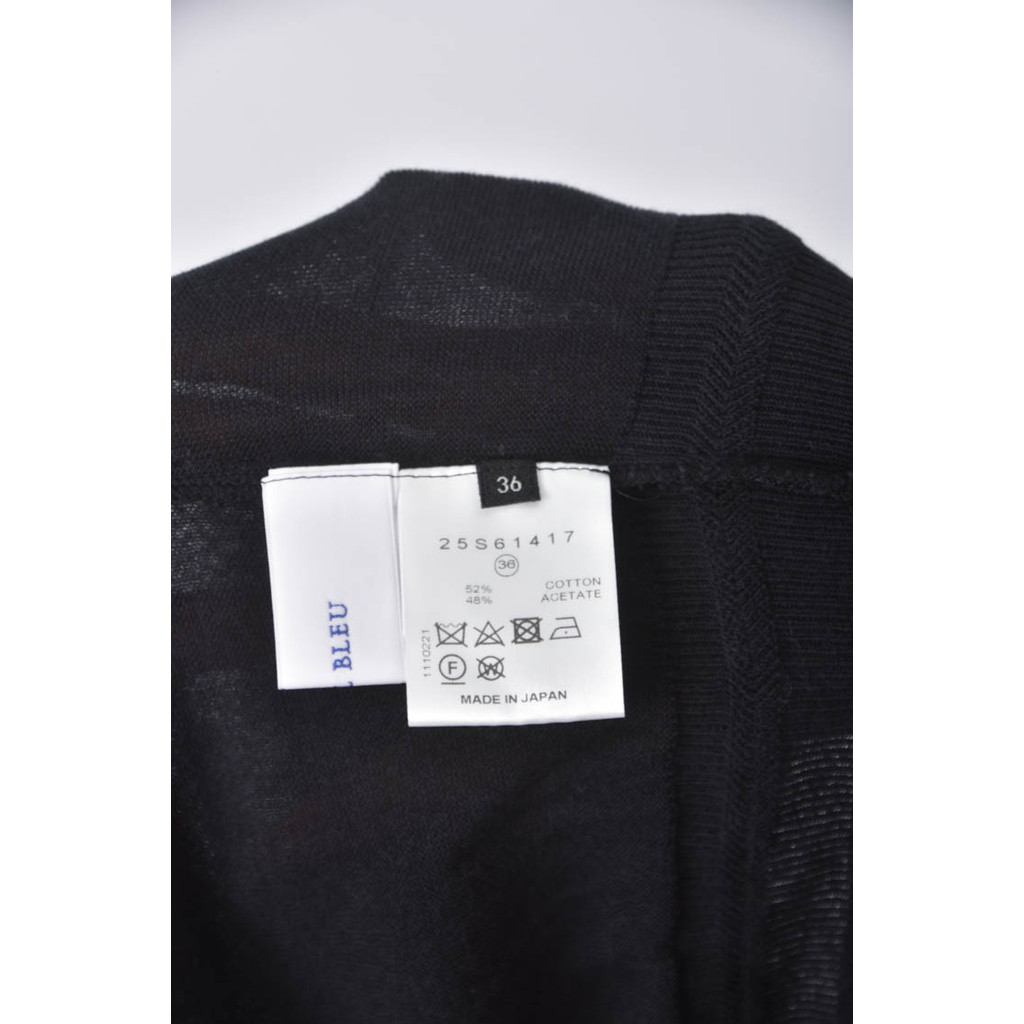 (M) 綁帶 、落肩黑色長袖上衣二手衣, , large