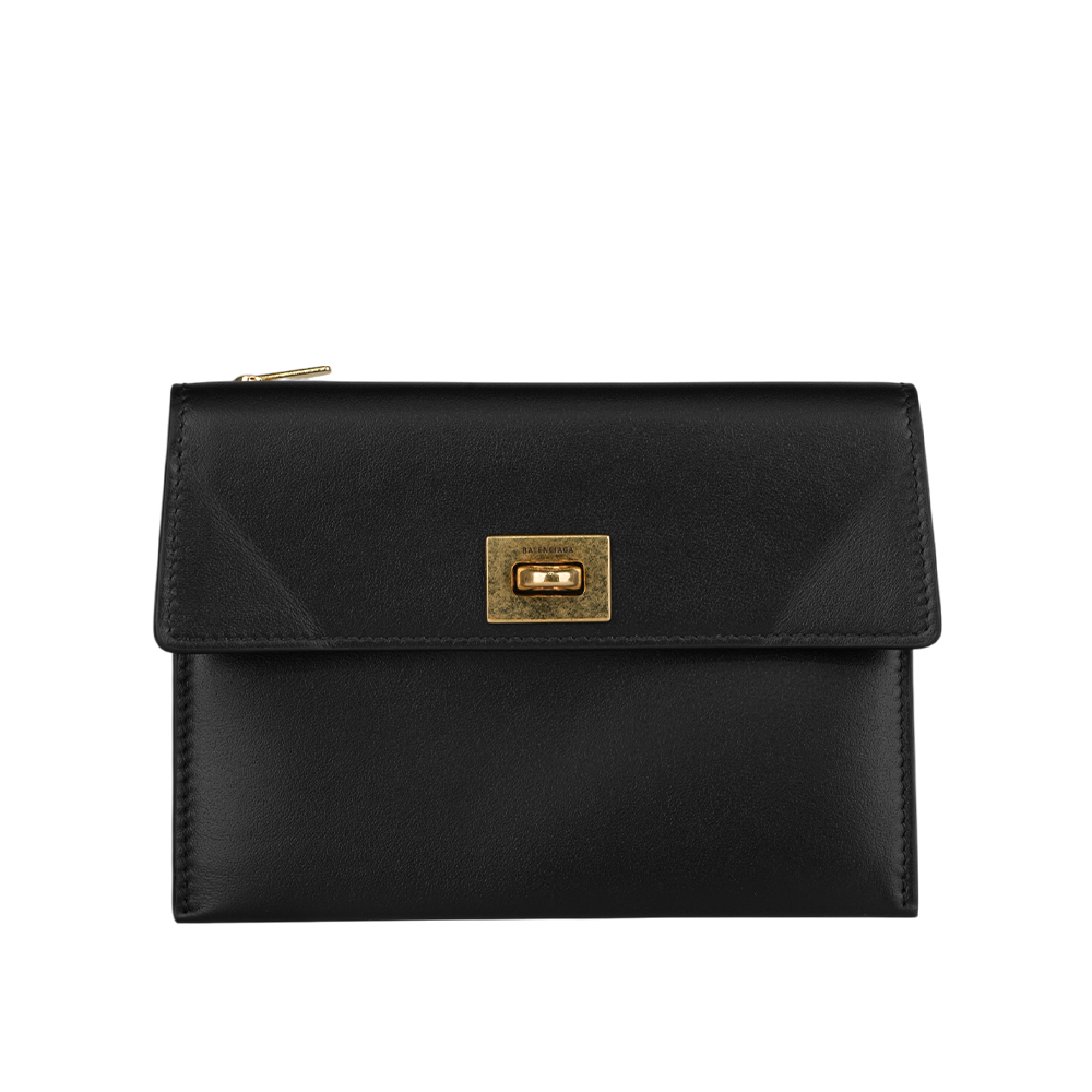 BALENCIAGA Rodeo 金釦平滑小牛皮大款零錢包/卡夾包/黑色