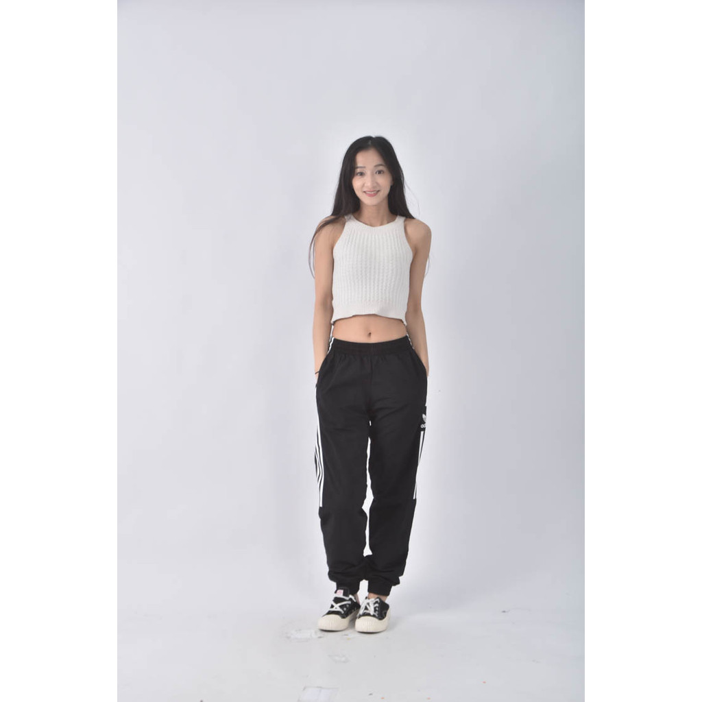 (L) 【粿粿私服】adidas質感簡約黑色長褲二手衣, , large