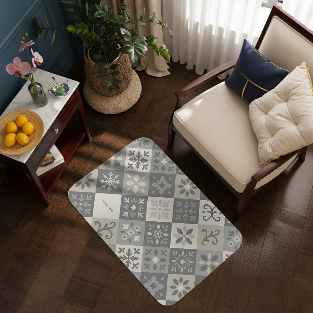 【Monster】 Soft Diatomaceous Earth Absorbent Mat &ndash; Floral Seal Series (60x40cm) &ndash;Elegant Twill Haven, , large