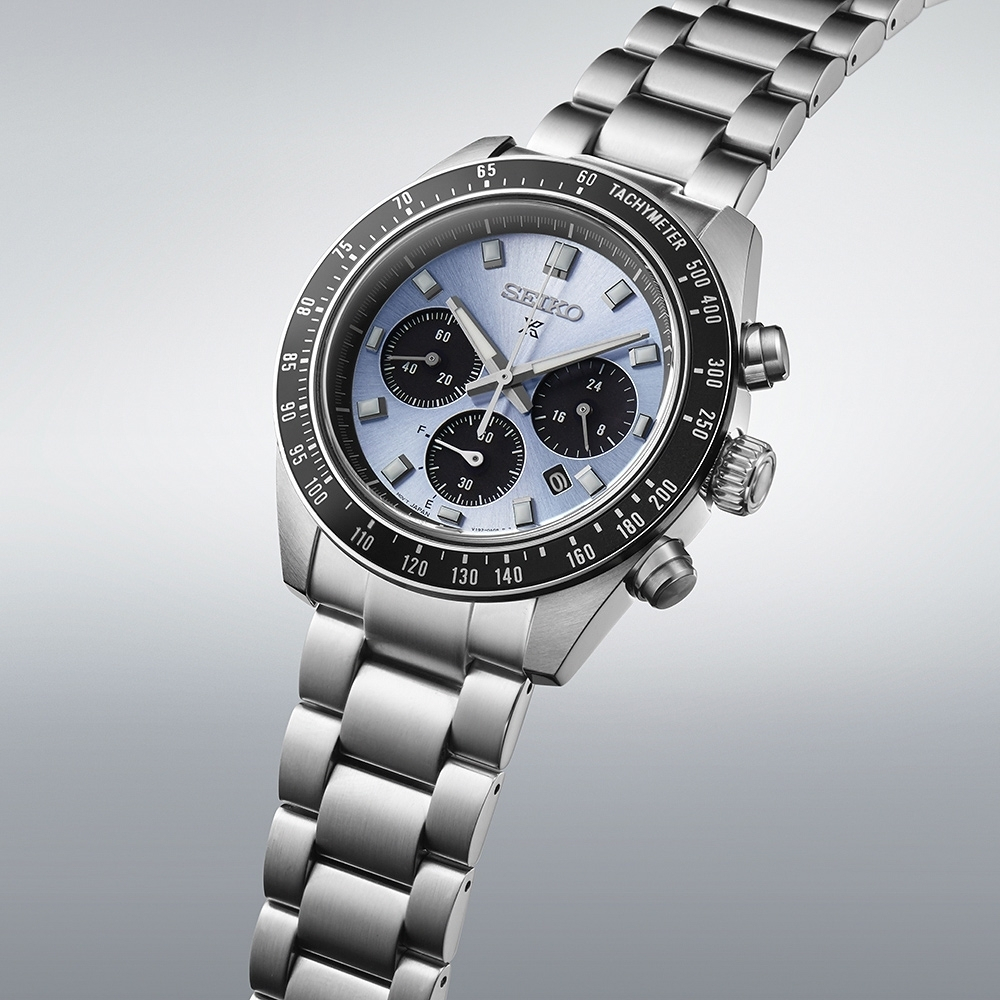 SEIKO 精工 SPEEDTIMER 冰藍熊貓 太陽能計時錶 SSC935P1/V192-0AH0U, , large
