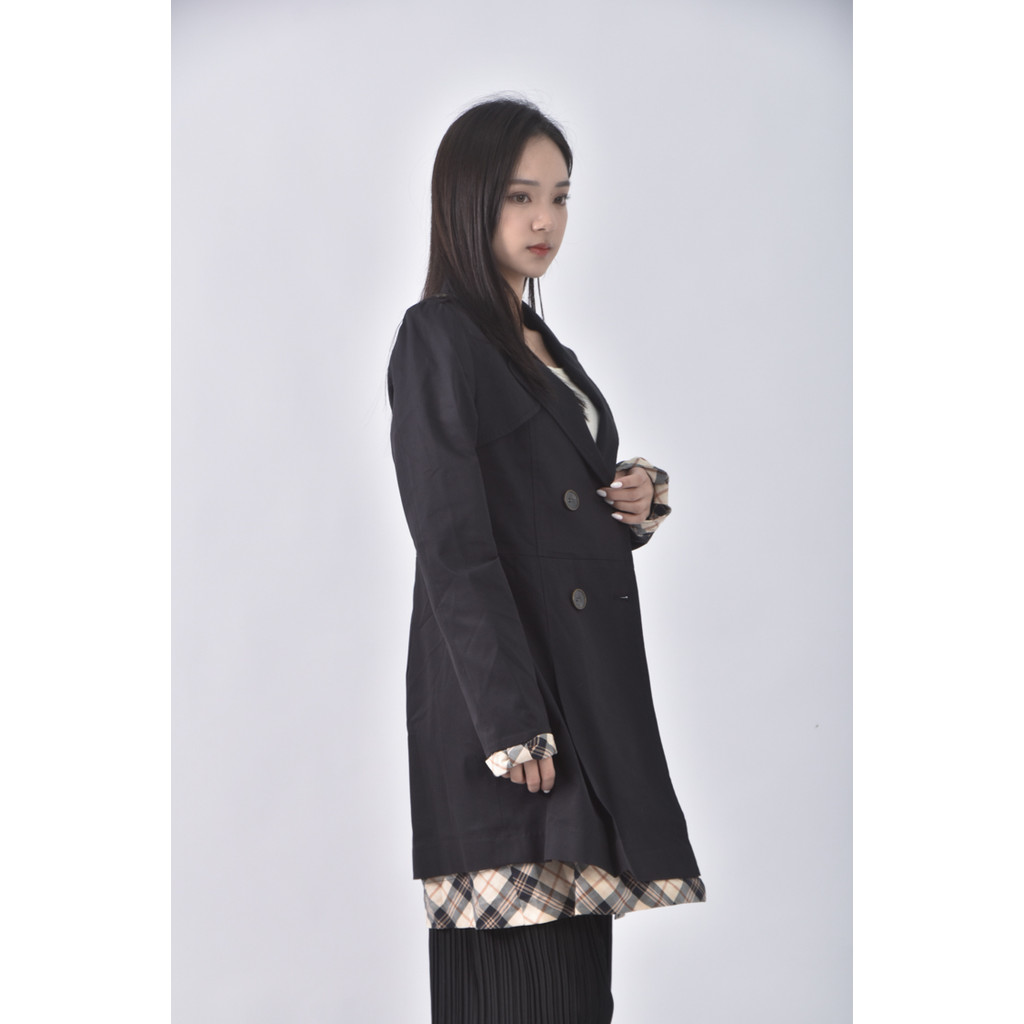 (S) kinloch anderson西裝棉質排扣黑色外套二手衣, , large