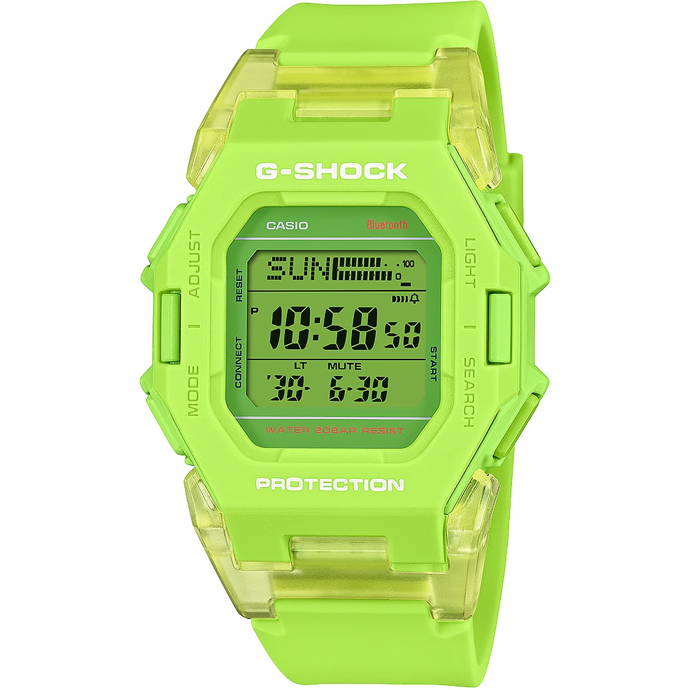CASIO 卡西歐 G-SHOCK 纖薄時尚未來感藍牙運動電子錶 手錶-螢光黃 GD-B500S-3, , large
