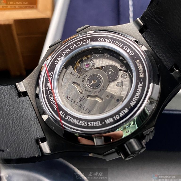 [星晴錶業]MASERATI手錶,42mm,R8821108036白金色錶面黑錶殼深黑色真皮皮革錶帶款, , large