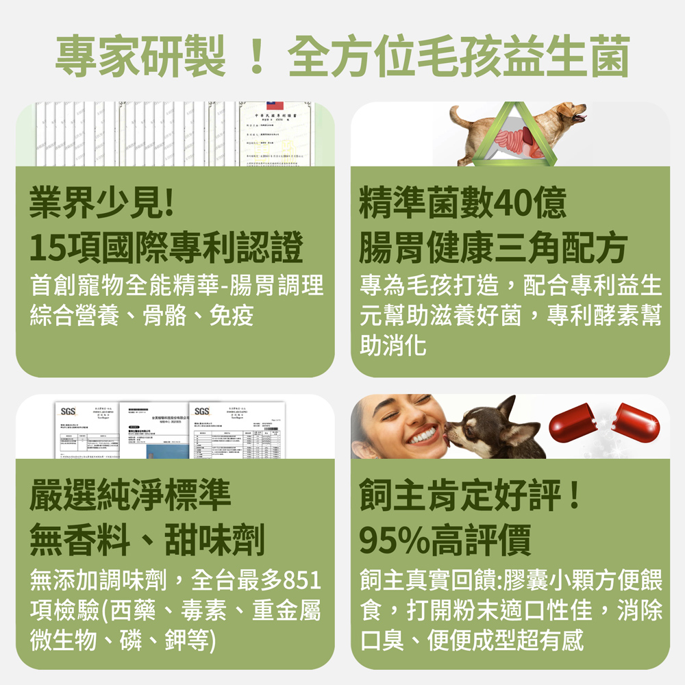 【FJ豐傑生醫】365寵物全方位益生菌-30顆/袋(寵物腸胃益生菌ｘ貓益生菌ｘ狗益生菌), , large